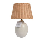 Cozylumi™ Cream Reactive Ceramic Table Lamp with Natural Rattan Shade, 18 in