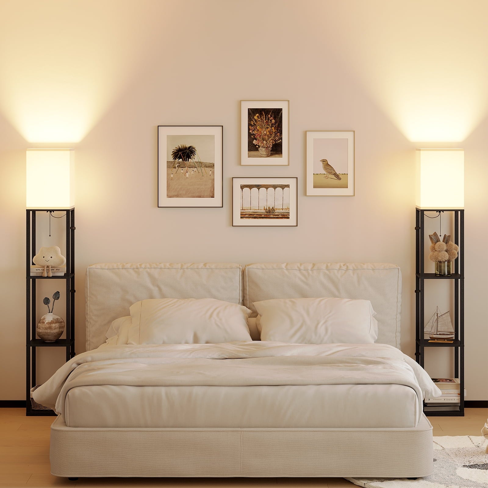 Cozylumi™ 63'' Floor Lamps with Shelves, Home Standing Lamp, Include 1000 Lumens