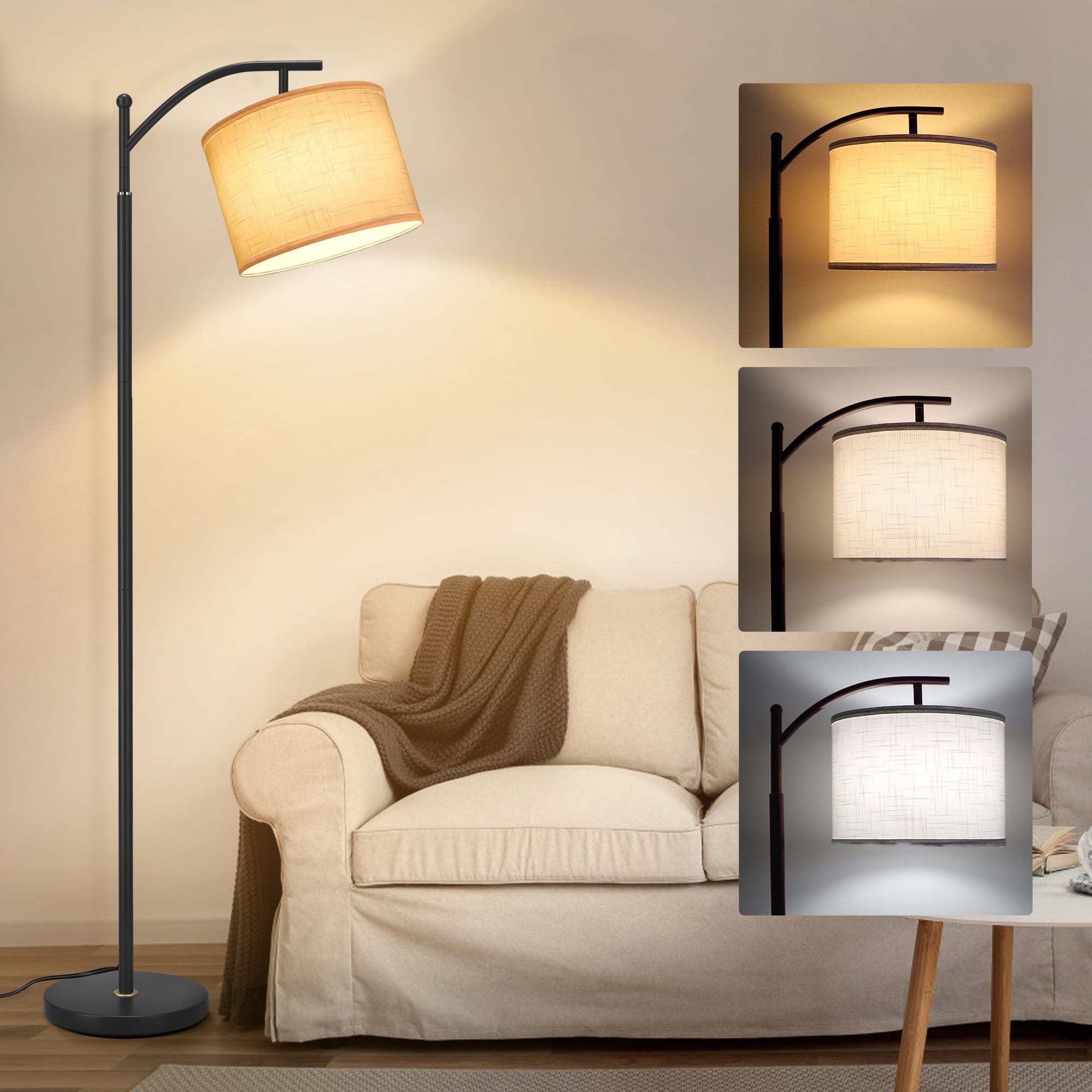Cozylumi™ 63" Arc Floor Lamp for Living Room, Modern Standing Lamp with Hanging Linen