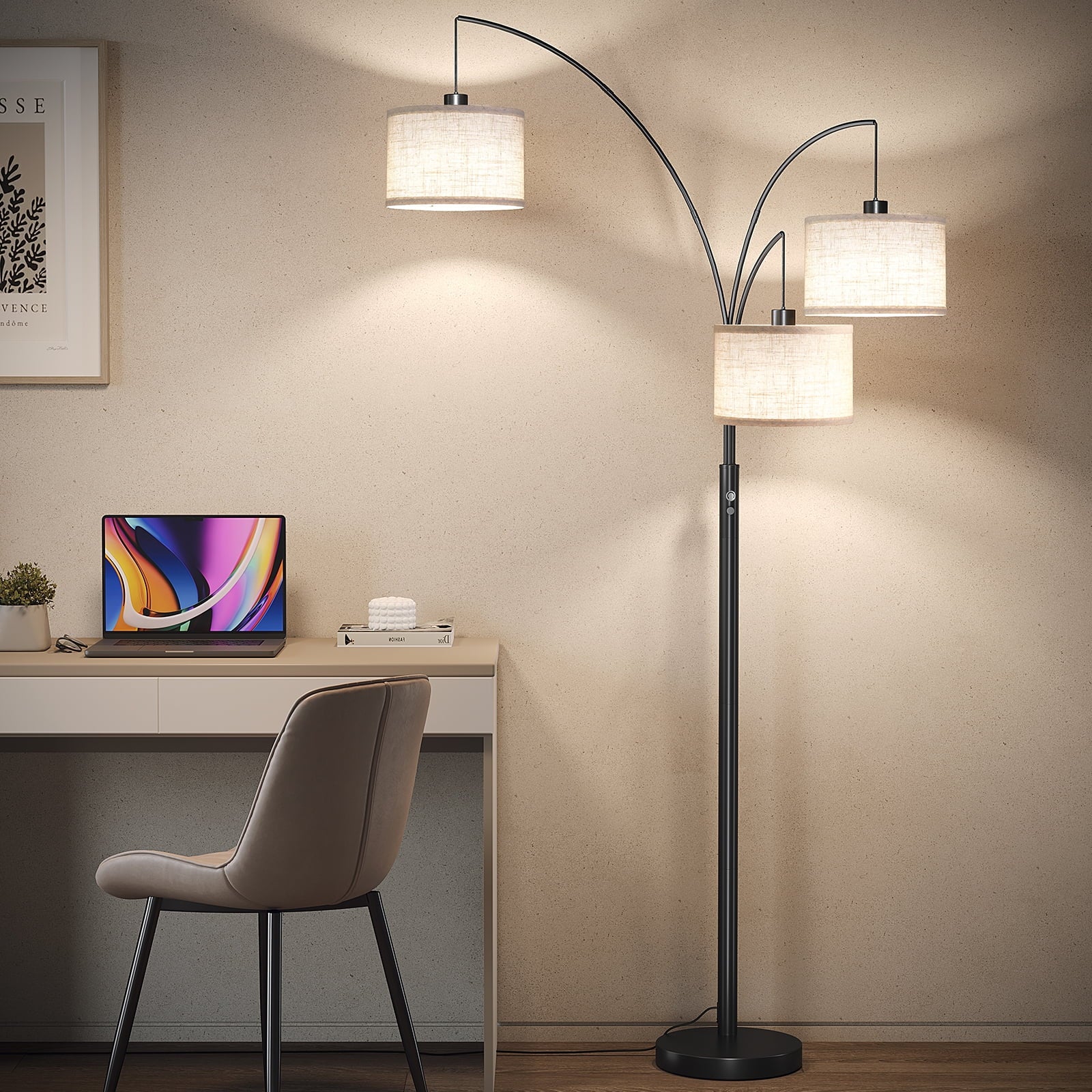 Cozylumi™ 3 Lights Floor Lamp for Living Room, 78" Tall Standing Lamp with Hanging Drum