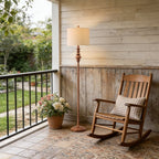 Cozylumi™ 64.25" Farmhouse Floor Lamp,Brown Bedside Lamp with Fabric Shade,Standing
