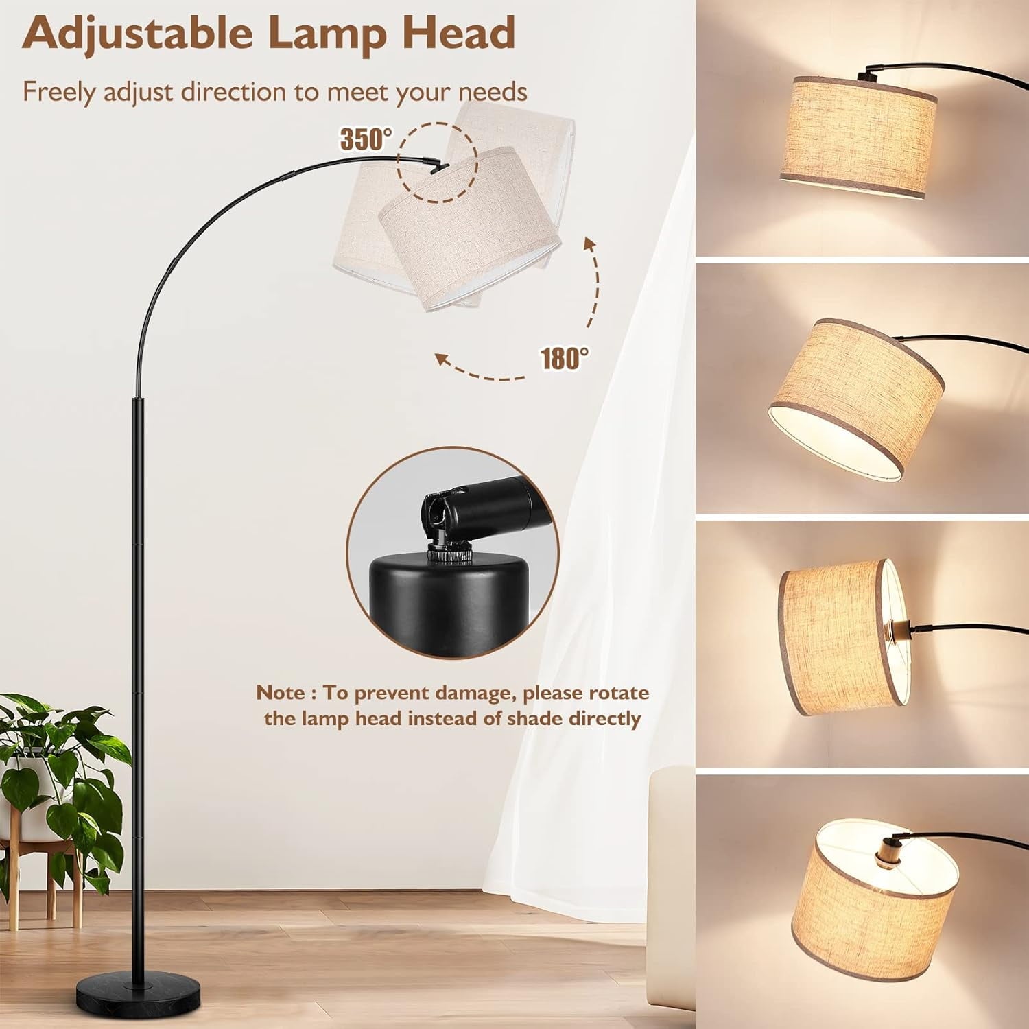 Cozylumi™ Nordic Hygge 79 Inch Arc Floor Lamps with Weighted Base