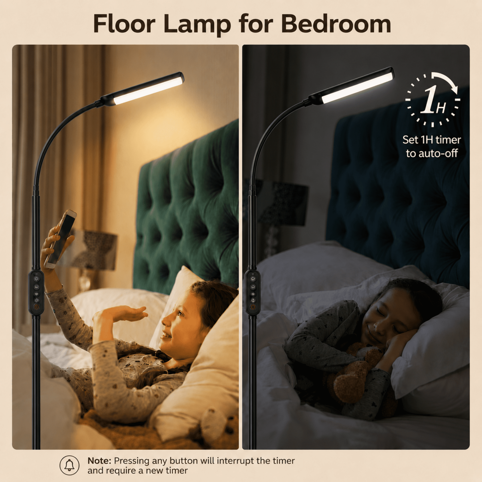 Cozylumi™ MEHOOM LED Floor Lamp, 1200lm Bright Reading Lamp with 3 Colors & Dimmer