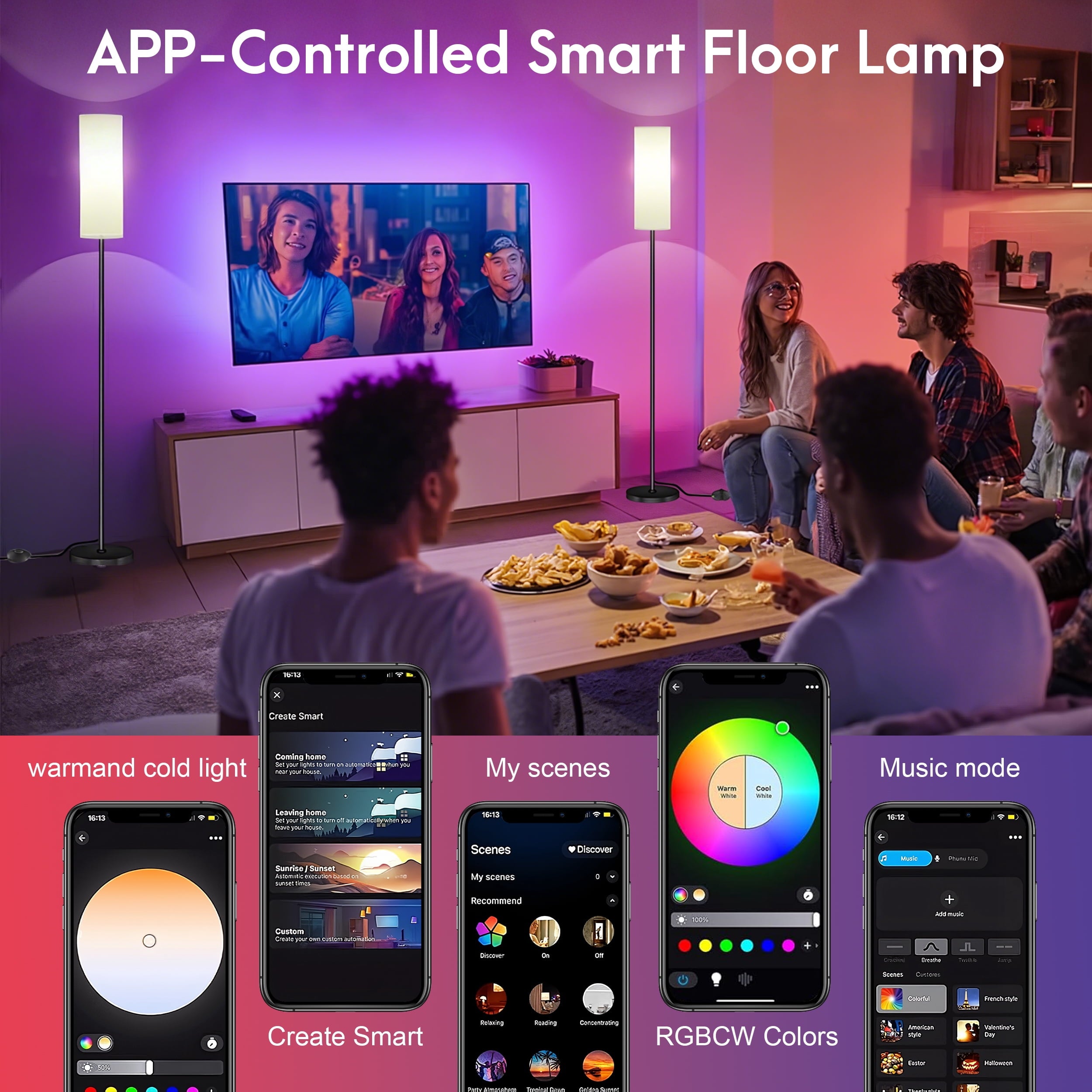 Cozylumi™ RELOIVE LED Floor Lamp,68.1 Dimmable Standing Tall Lamp with APP Control &