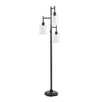 Cozylumi™ 63.5 in 3 Light Contemporary Black Floor Lamp Clear Glass