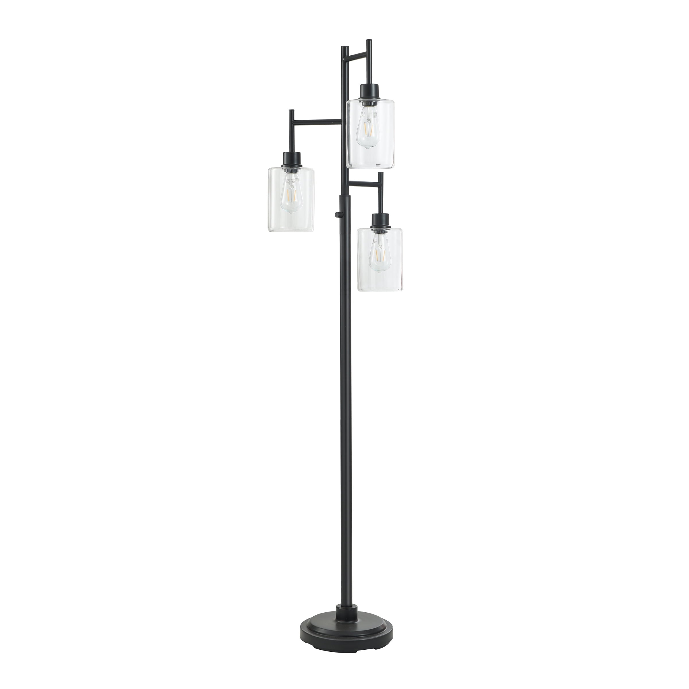 Cozylumi™ 63.5 in 3 Light Contemporary Black Floor Lamp Clear Glass