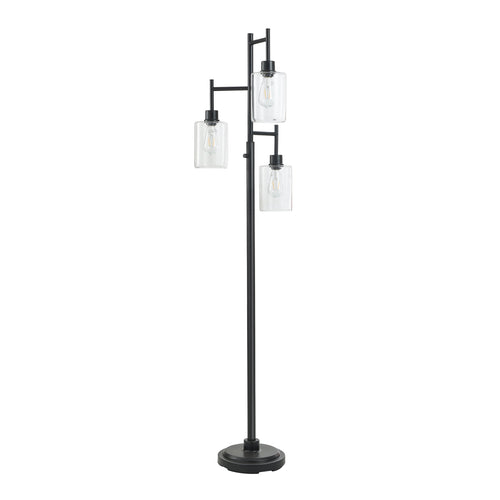 Cozylumi™ 63.5 in 3 Light Contemporary Black Floor Lamp Clear Glass
