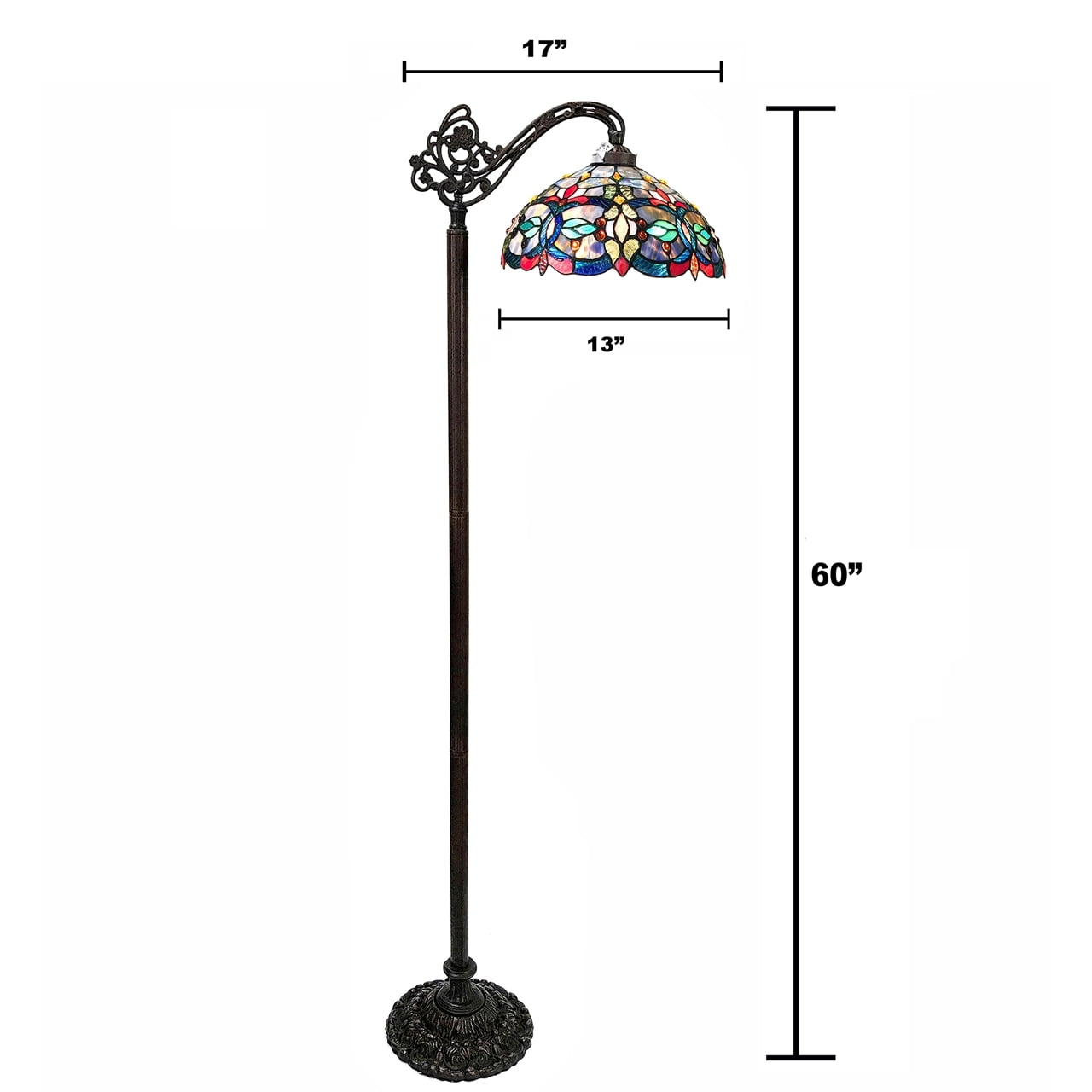 Cozylumi™ CHLOE Vivian Tiffany-Style Victorian Stained Glass Reading Floor Lamp 60" Height