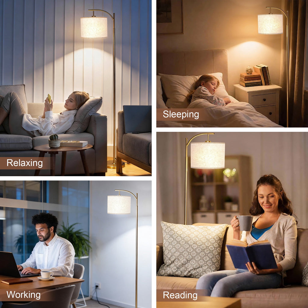 Cozylumi™ Vesteel Floor Lamp, Standing Lamp with 3 Color Temperatures & Lampshade, Arch