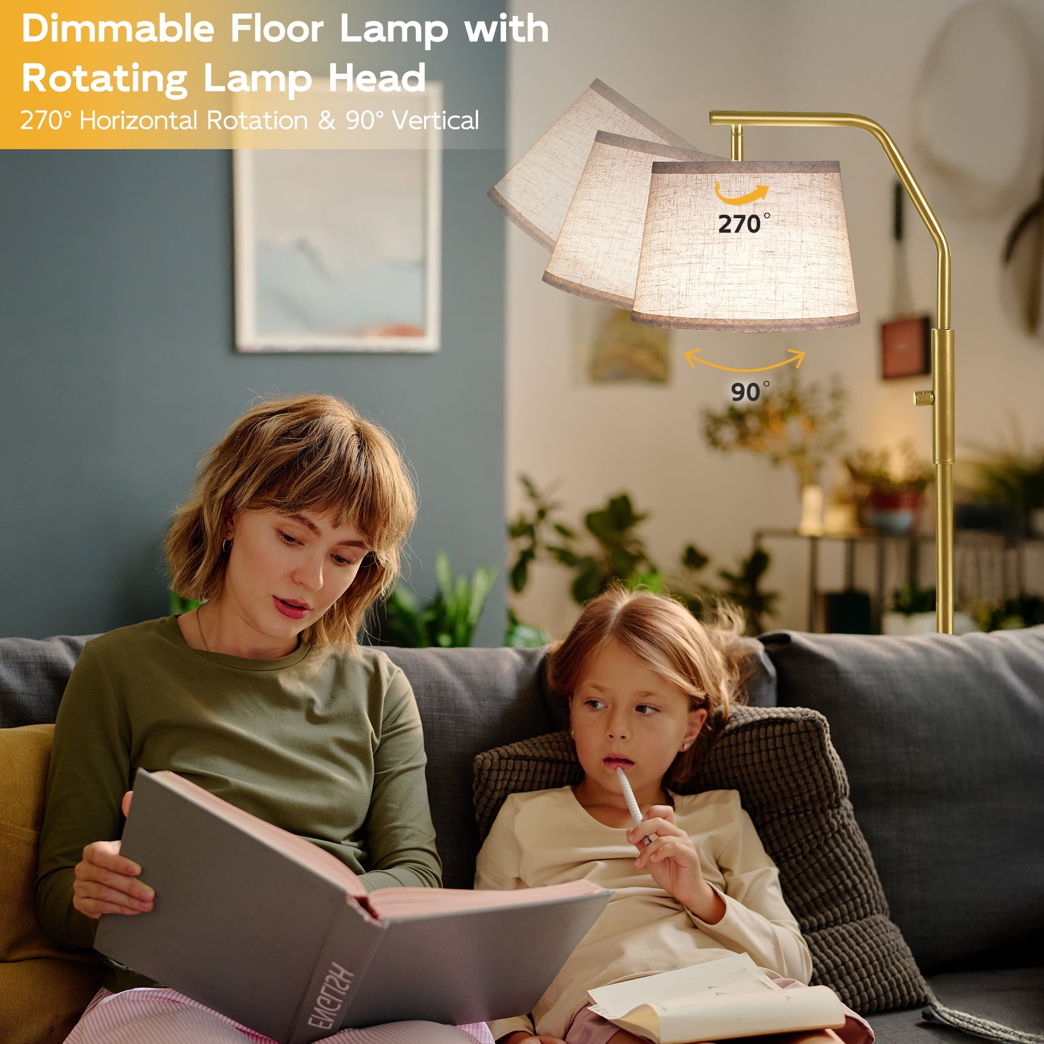 Cozylumi™ Floor Lamp for Living Room, 9W Bulb Included, Lamp for Bedroom with Adjust