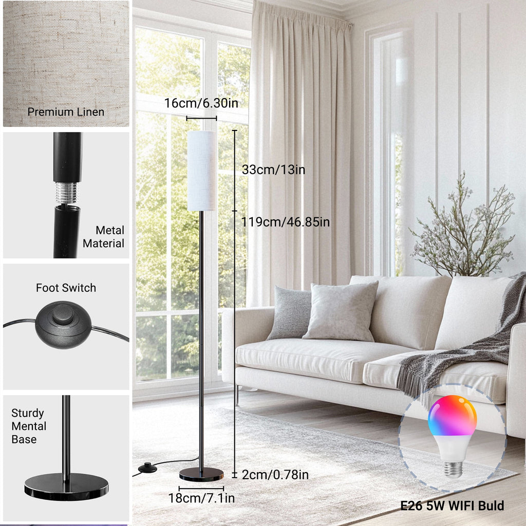 Cozylumi™ RGB Modern Floor Lamp for Living Room, LED Standing Lamp with App Control