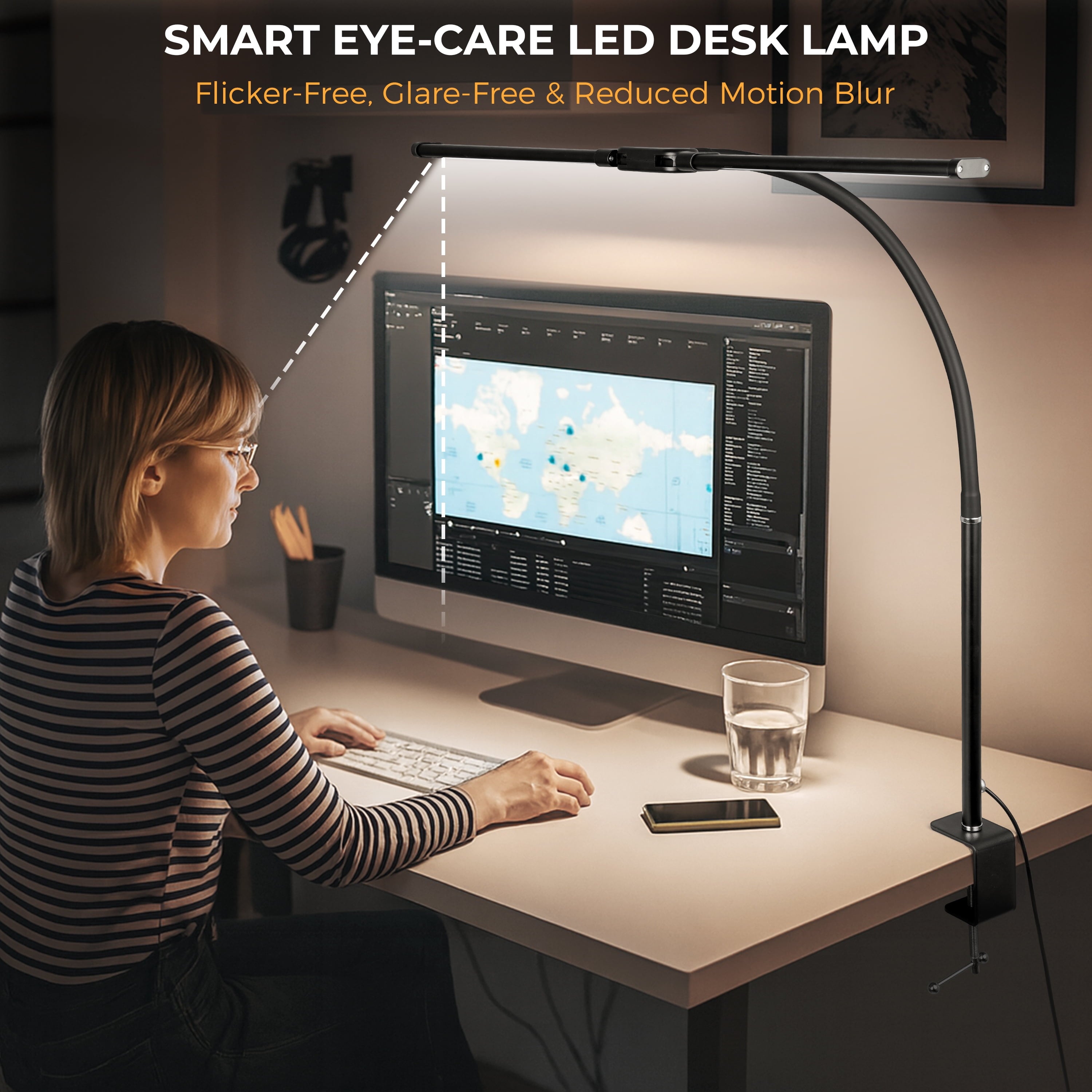 Cozylumi™ Coliware LED Desk Lamp for Office Home, Eye Caring Architect Lamp with Clamp