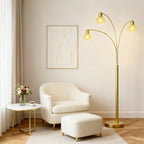 Cozylumi™ 72.8in 3-Light Arc Floor Lamp Brushed Gold , Modern Industrial Standing Tree