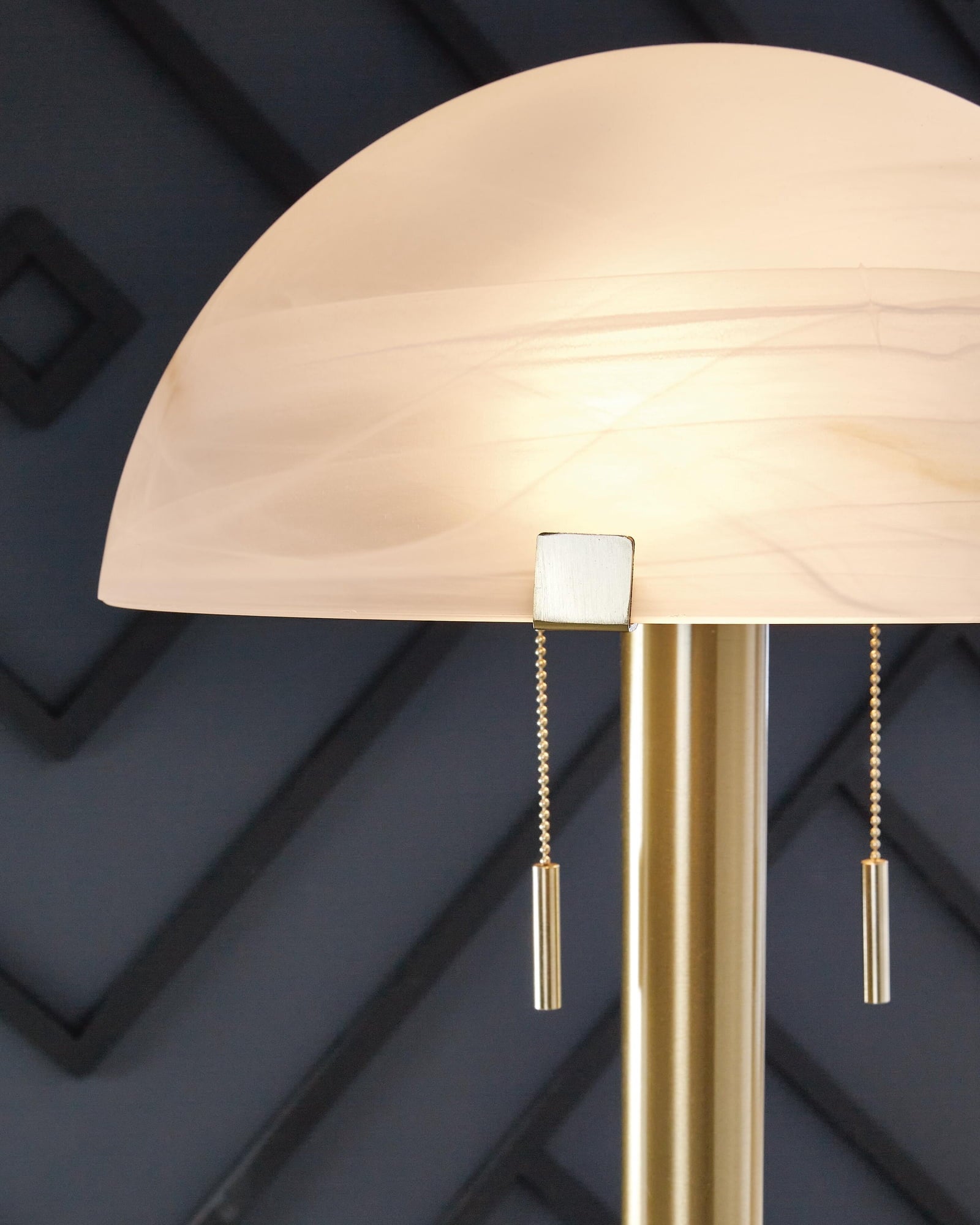 Cozylumi™ Tobbinsen 61" Art Deco Glass Dome Metal Floor Lamp with Pull Chains, Brass