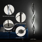 Cozylumi™ LED Spiral Floor Lamp 60 Inch Modern Floor Lamps Dimmable Black Standing Lamp