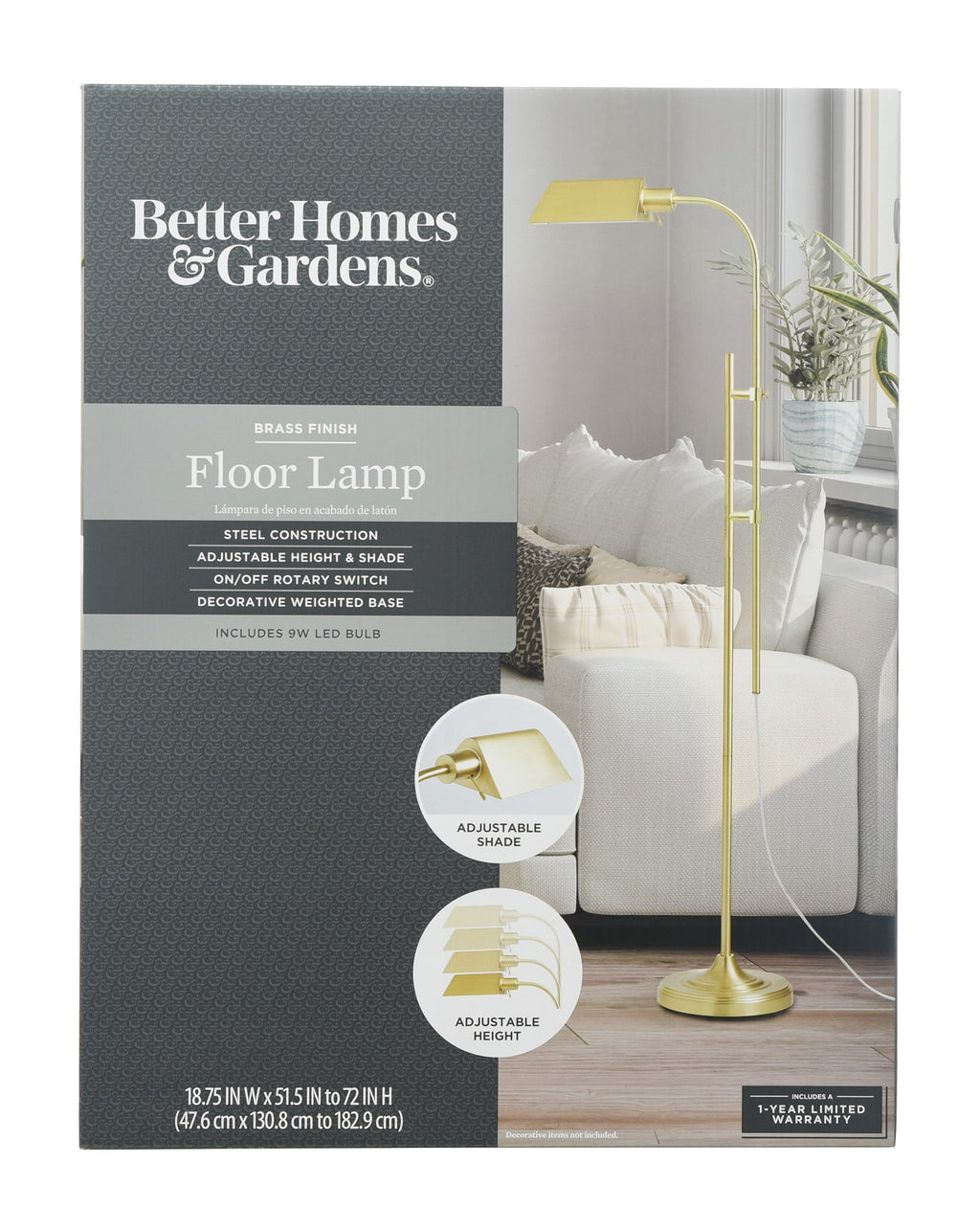 Cozylumi™ 1-Light Modern Adjustable Brass Floor Lamp Gold