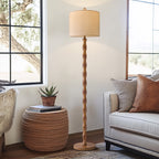 Cozylumi™ 62" Farmhouse Floor Lamp for Living Room,Wood Grain Brown Standing Lamp for