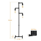 Cozylumi™ Industrial Tree Floor Lamp with 3 Adjustable Rotating Lights, E26 Edison Bulb
