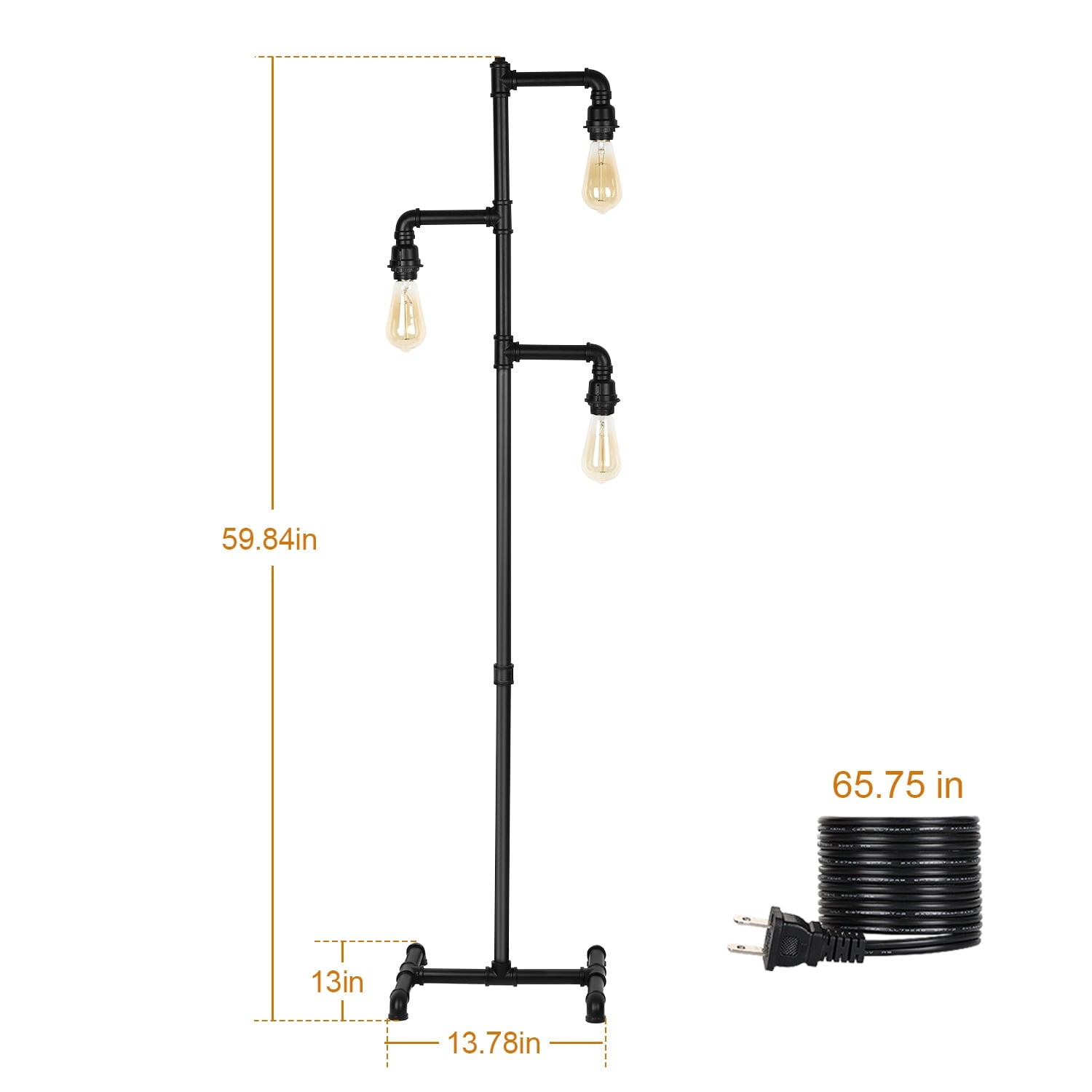 Cozylumi™ Industrial Tree Floor Lamp with 3 Adjustable Rotating Lights, E26 Edison Bulb