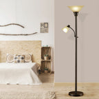 Cozylumi™ Catalina Lighting Kerrington 71'' Floor Lamp with Amber Glass Bell Shade