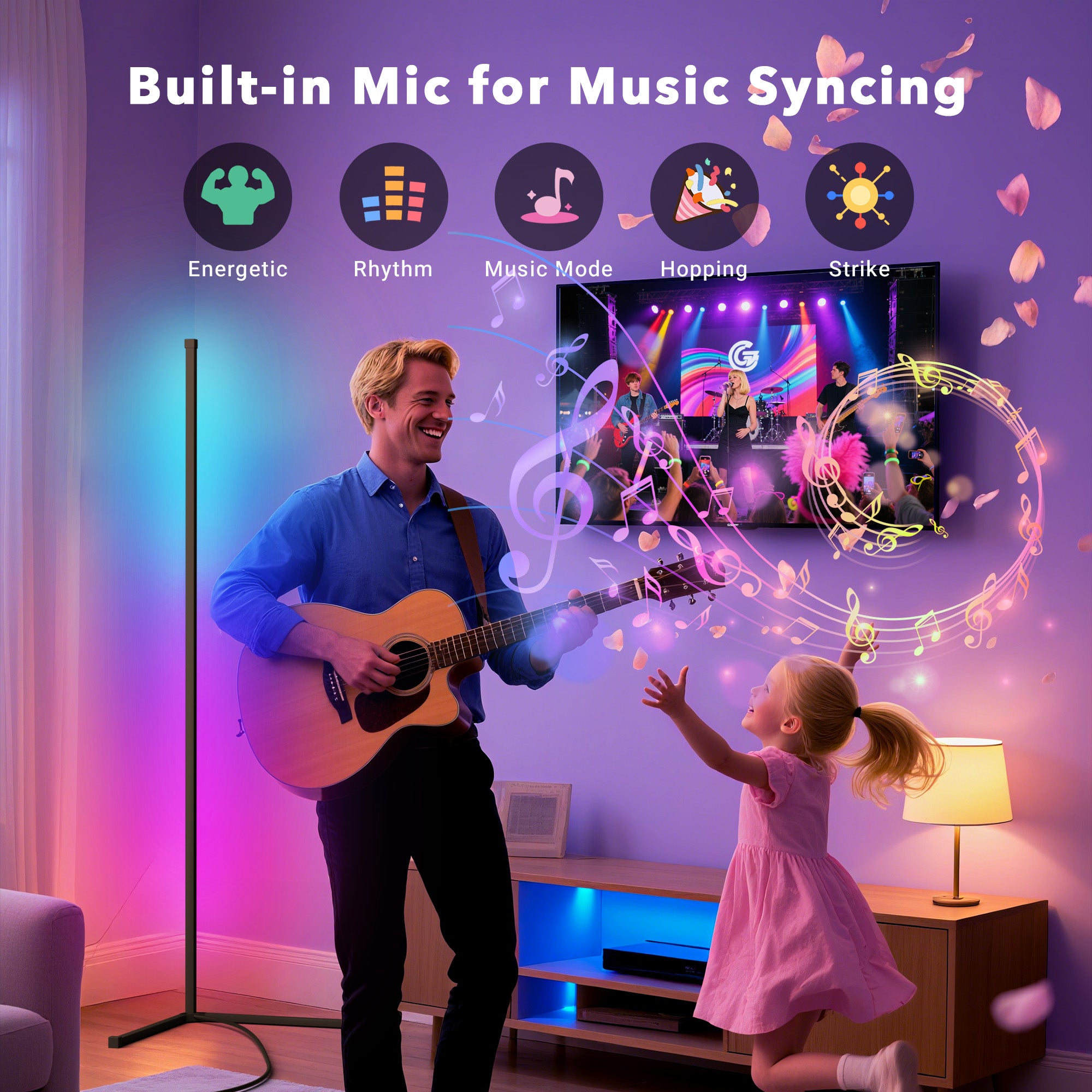Cozylumi™ VIPLIKE Led Corner Floor Lamp,Smart APP&Remote Control Colors Changing Lamps
