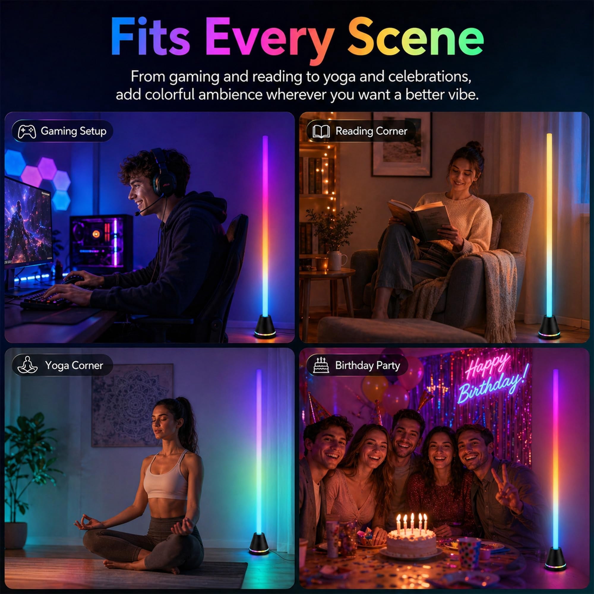 Cozylumi™ LED Floor Lamp, RGB Corner Floor Lamp Music-Sync Color Changing, App Control