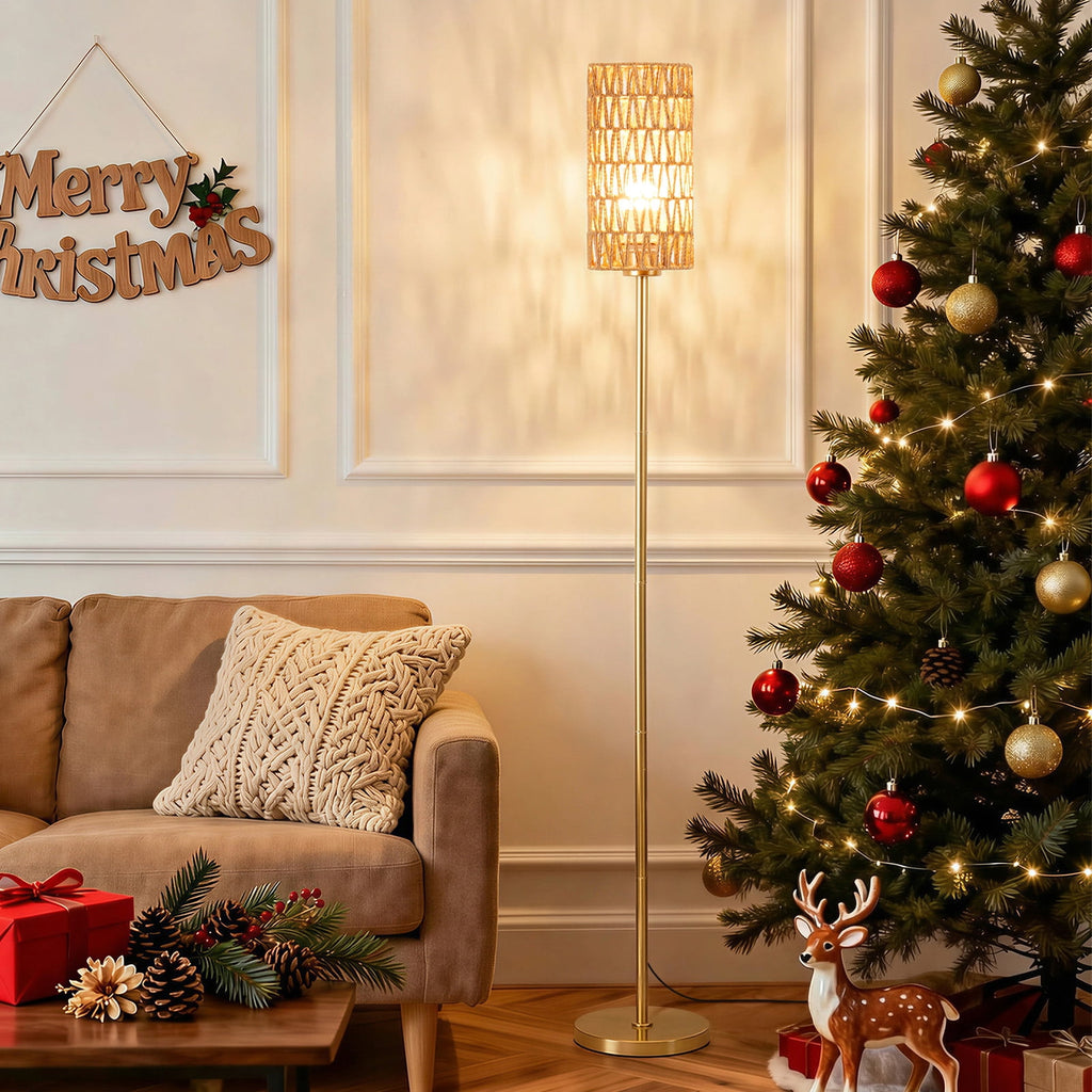 Cozylumi™ 66" Bedroom Floor Lamp 3 Color Temperatures, Gold Tall Standing Lamp with