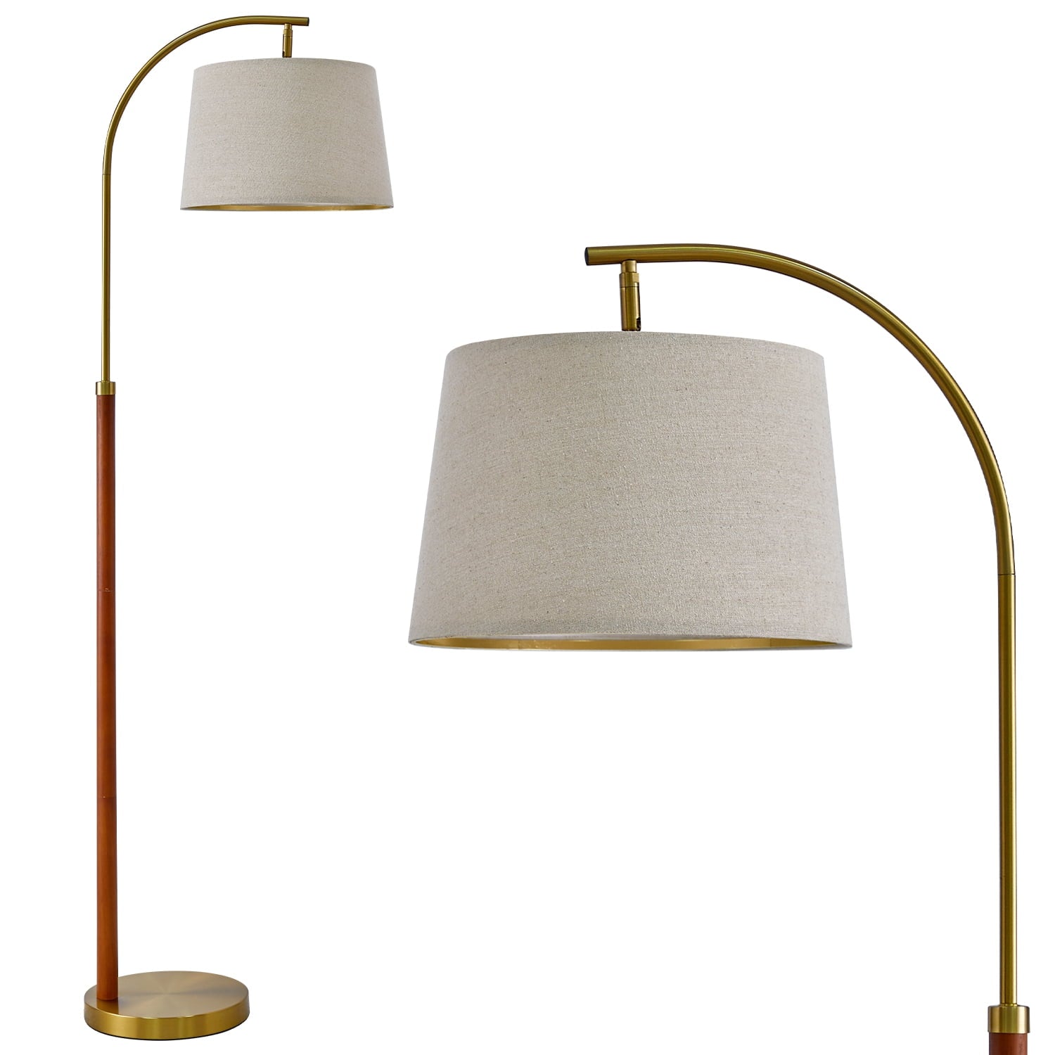 Cozylumi™ 62.5" Farmhouse Floor Lamp with Linen Shade, MDF and Metal, Foot Switch