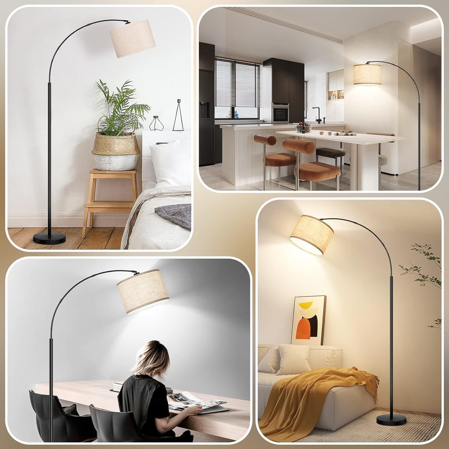 Cozylumi™ Nordic Hygge 79 Inch Arc Floor Lamps with Weighted Base
