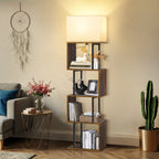 Cozylumi™ LIFE Floor Lamp with Shelves & Remote, 4-Tier Dimmable S Shape Standing Lamp