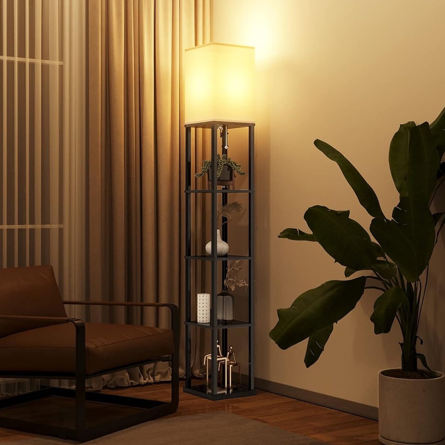 Cozylumi™ Foukus 63" Floor Lamp with Shelves: Lamp for Living Room with 3 Adjustable