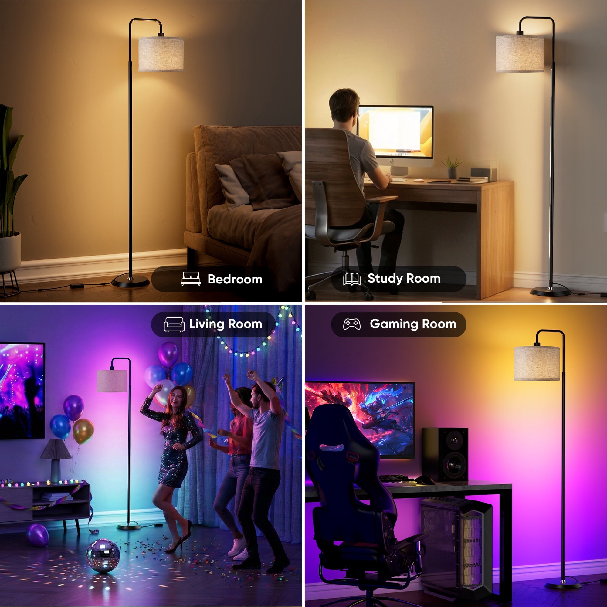 Cozylumi™ 69in Smart LED Floor Lamp with APP Control & RGB Colors Dimmable Standing