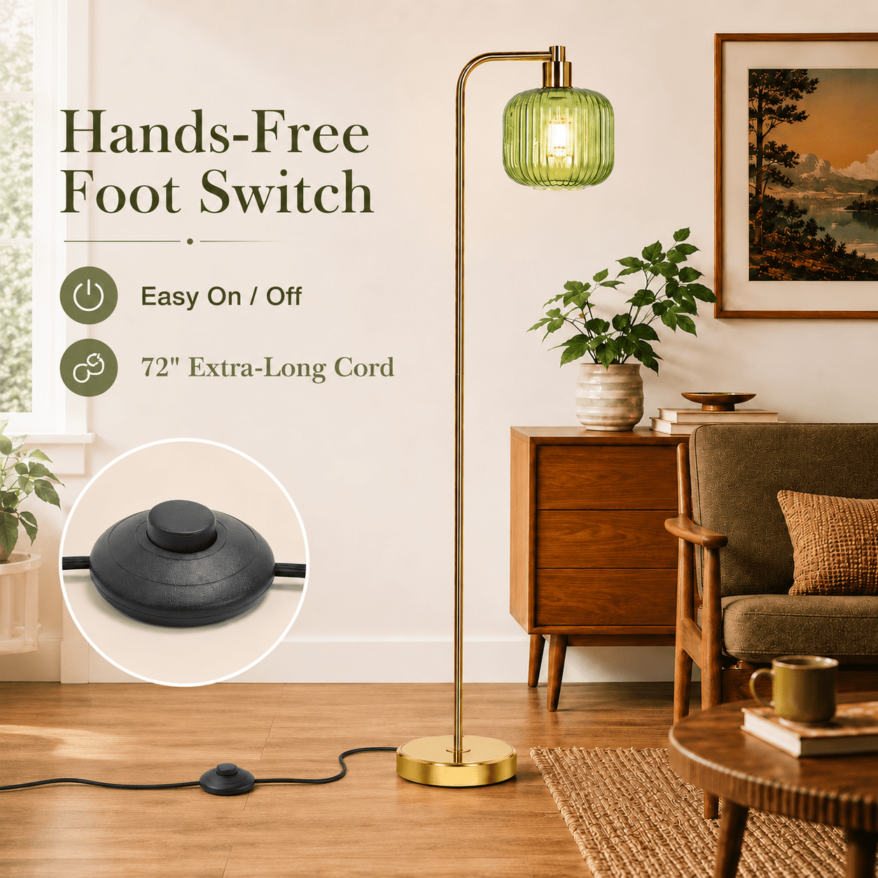 Cozylumi™ Laybasic Vintage Floor Lamps for Living Room, Mid Century Modern Standing