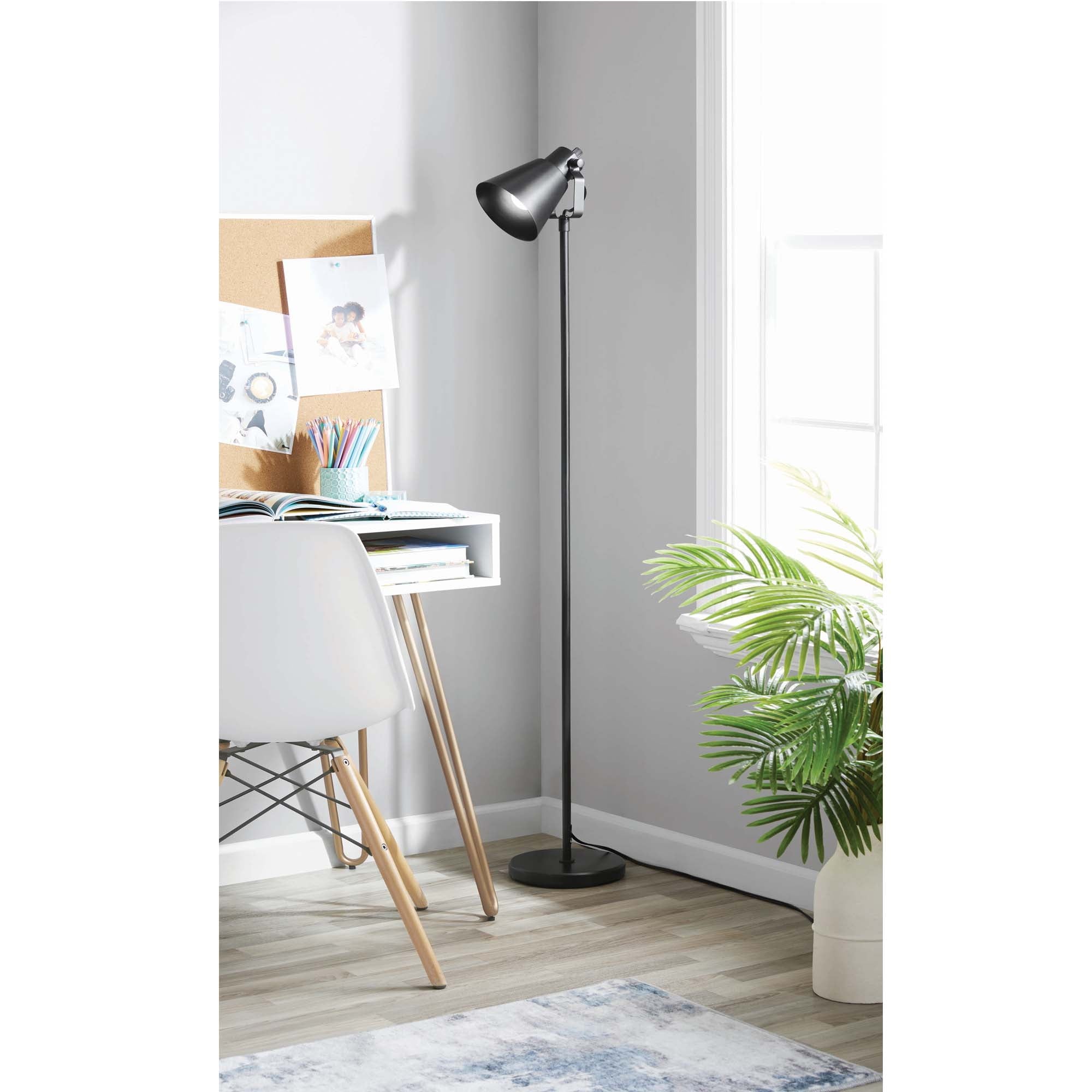 Cozylumi™ 64-Inch Modern Floor Lamp with Adjustable Shade and Black Finish for Living