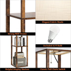 Cozylumi™ Floor Lamp with Shelves, Modern Dimmable Solid Wood Standing Lamp for Living