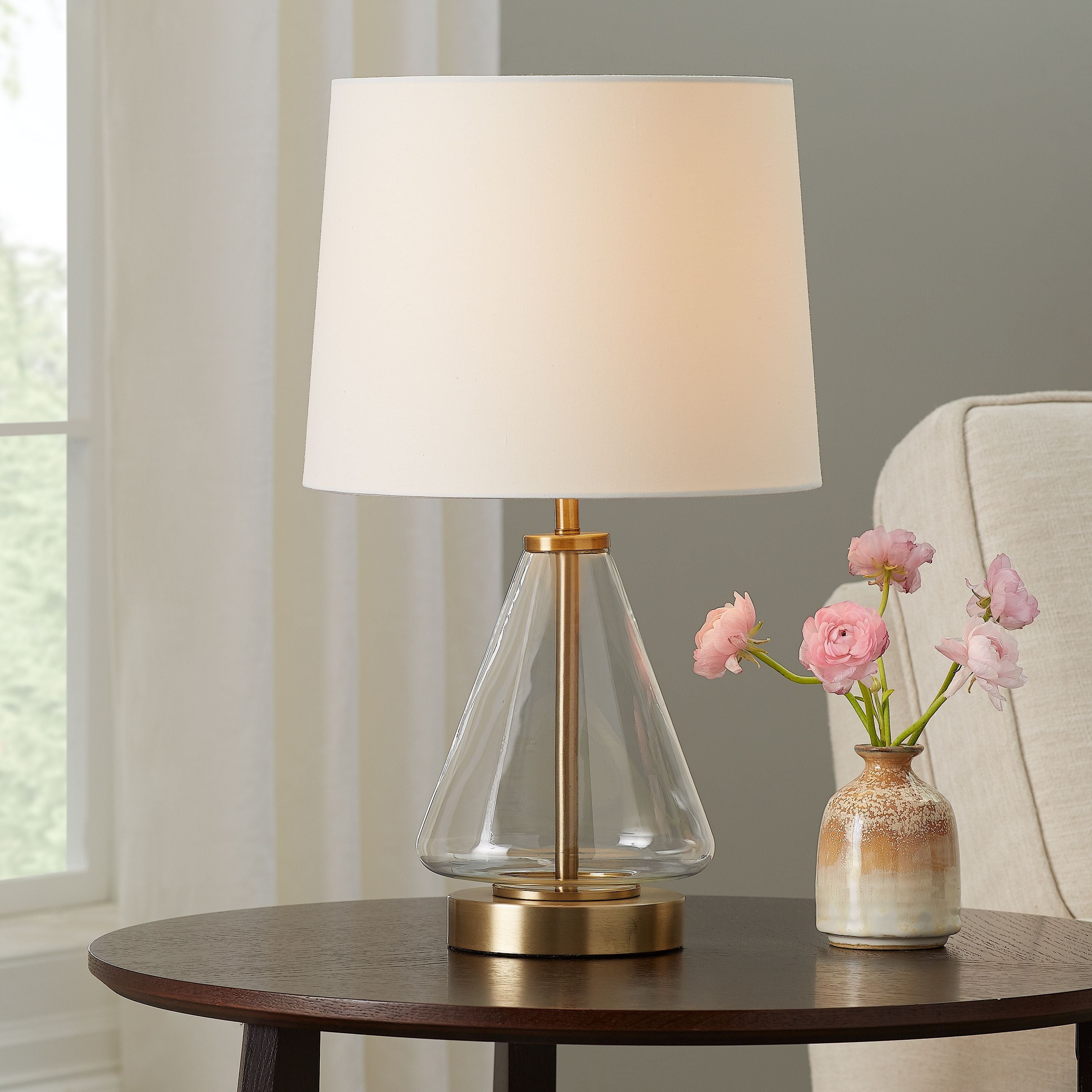 Cozylumi™ Glass with Brass Base Table Lamp, 18" H