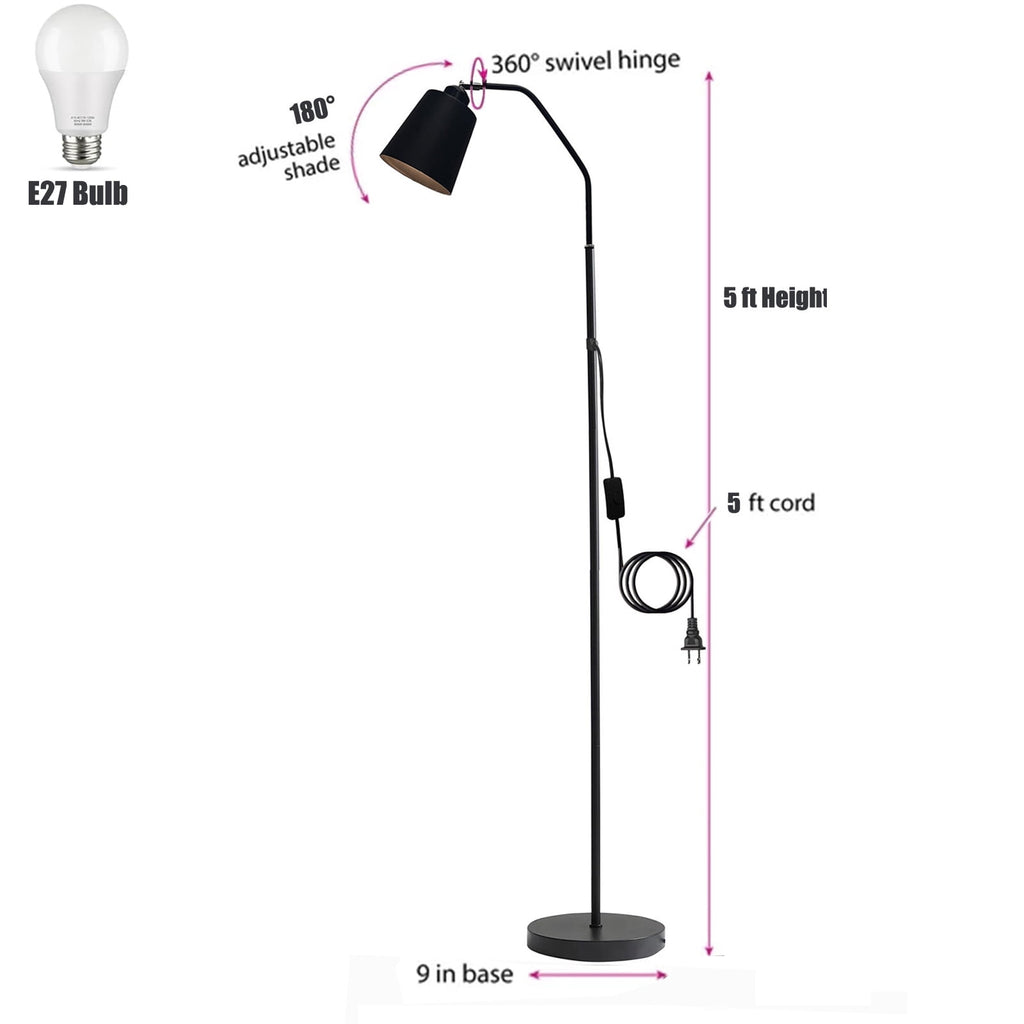 Cozylumi™ Golyzmt 60 inch Black Floor Lamp for Bedroom Living Room, Modern Dimmable