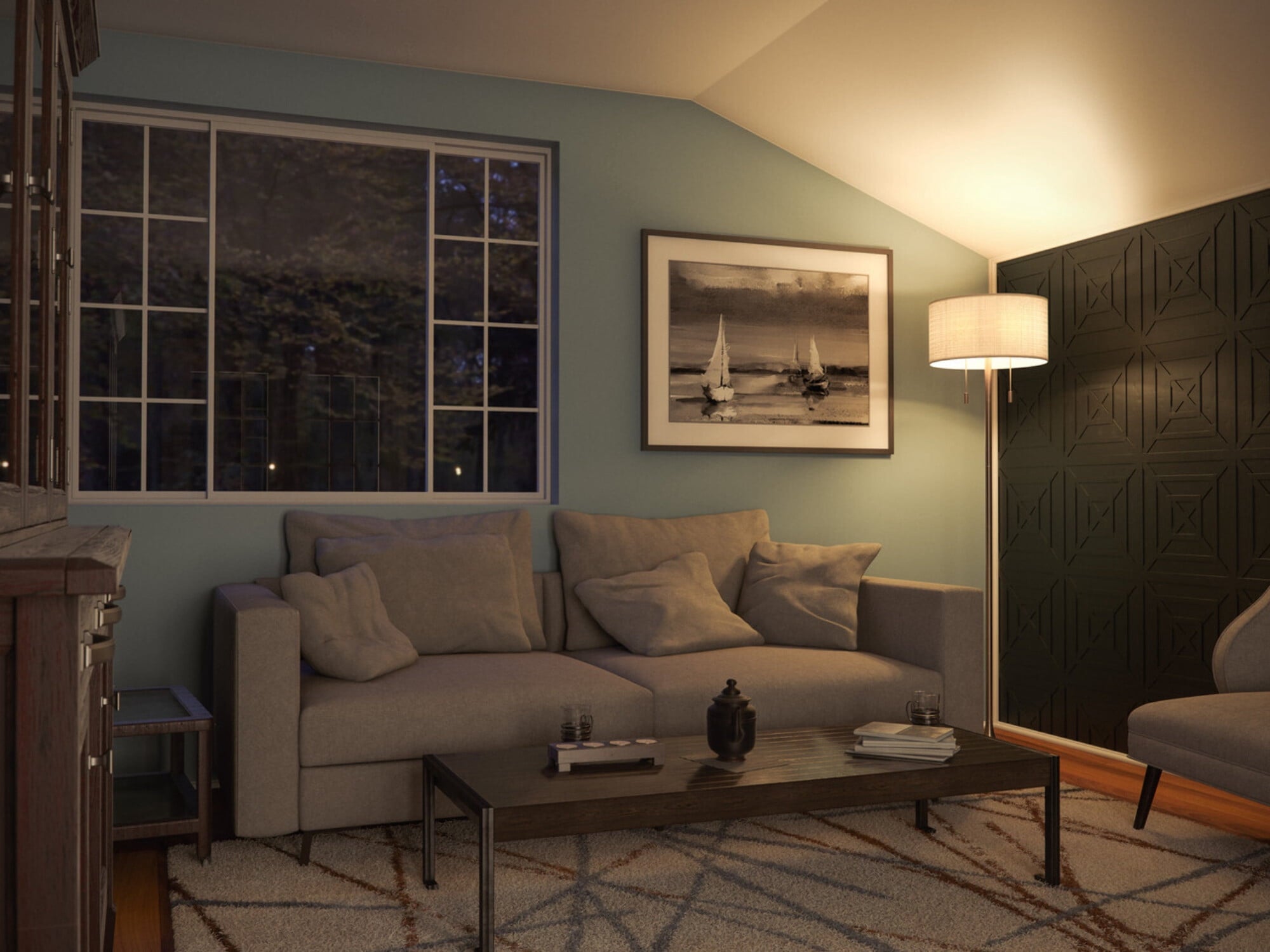 Cozylumi™ Stowe 61'' Floor Lamp with White Fabric Drum Shade Transitional Floor Light