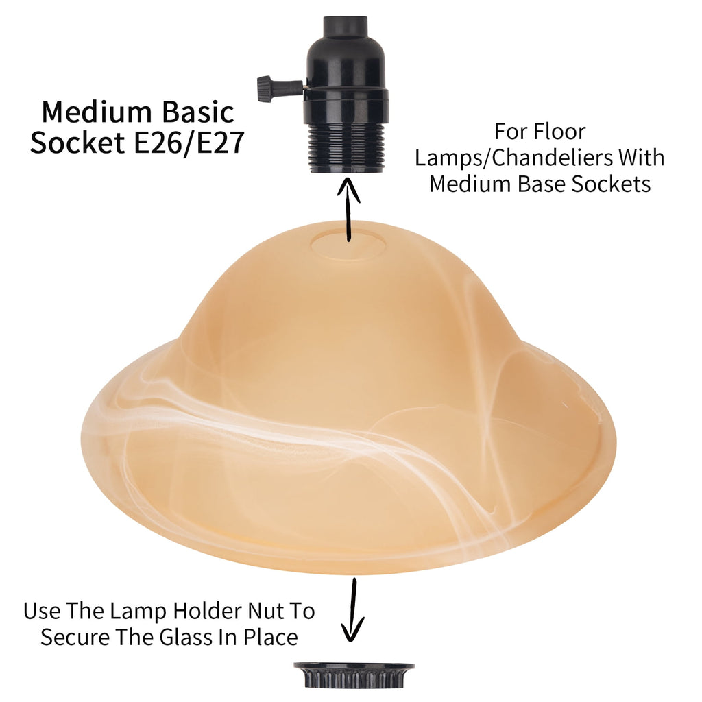 Cozylumi™ HonoDing Floor Lamp Shade with Amber Alabaster Glass Bowl