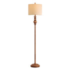 Cozylumi™ 64.25" Farmhouse Floor Lamp,Brown Bedside Lamp with Fabric Shade,Standing