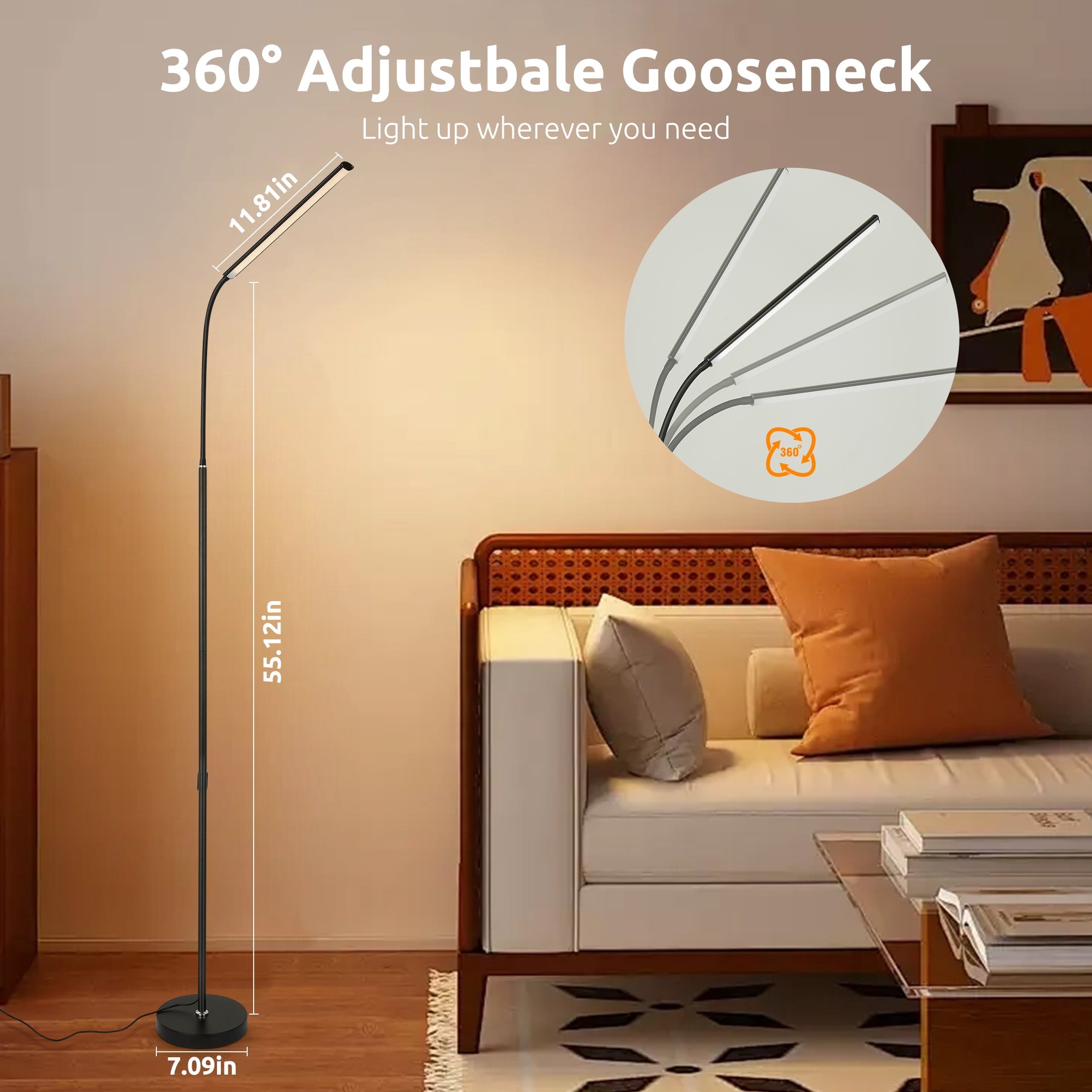 Cozylumi™ Onekawa Floor Lamps for Living Room,Touchable Floor Lamp,Gooseneck Lamps,3