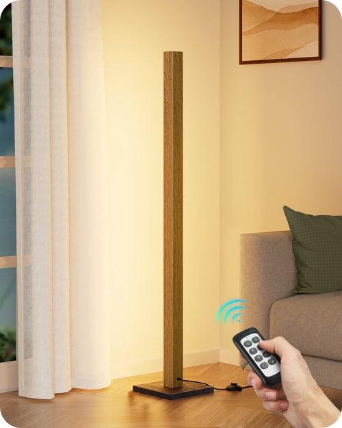 Cozylumi™ 48" Wooden LED Corner Floor Lamps for Living Room, Modern Dimmable Light with