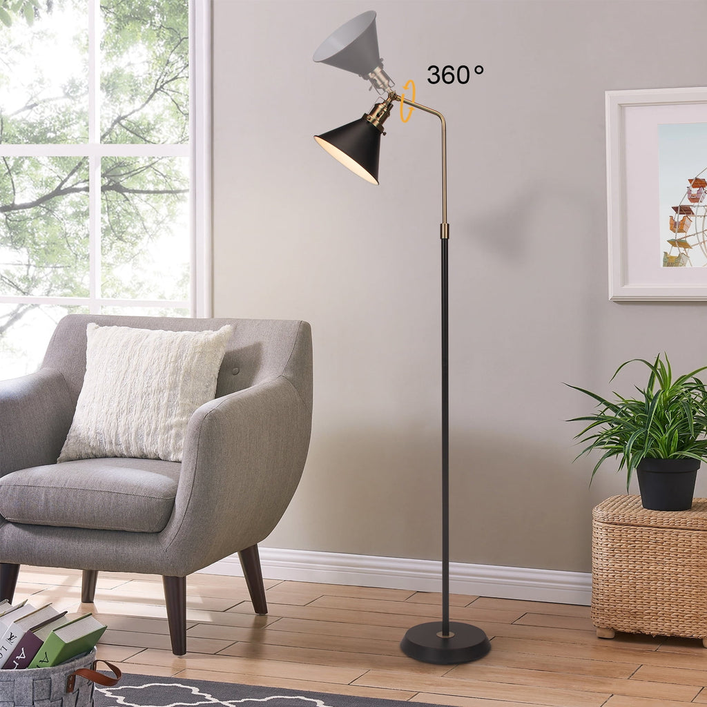 Cozylumi™ HonoDing 58" Rustic Rotatable Floor Lamp, Vintage Metal Design, Black