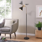 Cozylumi™ HonoDing 58" Rustic Rotatable Floor Lamp, Vintage Metal Design, Black
