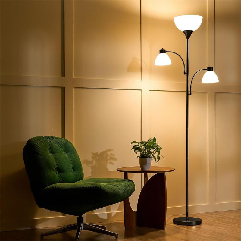 Cozylumi™ Lumadin 71'' Black Floor Lamp With 2 Adjustable Reading Lamp, Modern Design,3