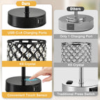 Cozylumi™ Crystal Table Lamp for Bedroom,Modern Dimmable Touch Lamp with Crystal