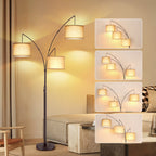 Cozylumi™ 3 Light Floor Lamp, 80" Mordern Standing Lamp with Linen Lamp Shade, Arc