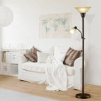Cozylumi™ Catalina Lighting Kerrington 71'' Floor Lamp with Amber Glass Bell Shade