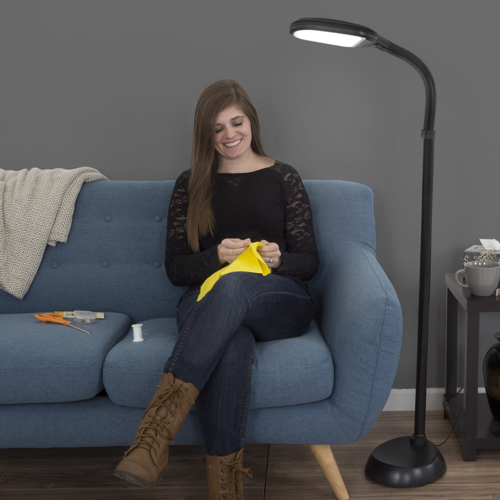 Cozylumi™ Natural Sunlight LED Floor Lamp with Bendable Neck 60 Inch Black