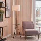 Cozylumi™ Teamson Home Myra Floor Lamp with Glass Table and Built-In USB Port, Gold/Black